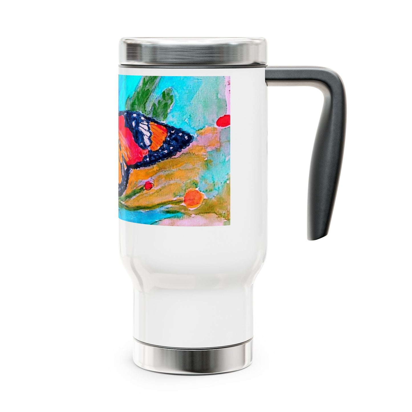 The Beautiful Butterfly -Travel Mug with Handle, 14oz