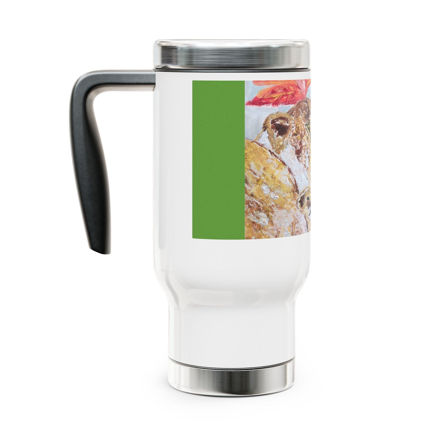 Love between a lioness and her cub- Travel Mug with Handle, 14oz