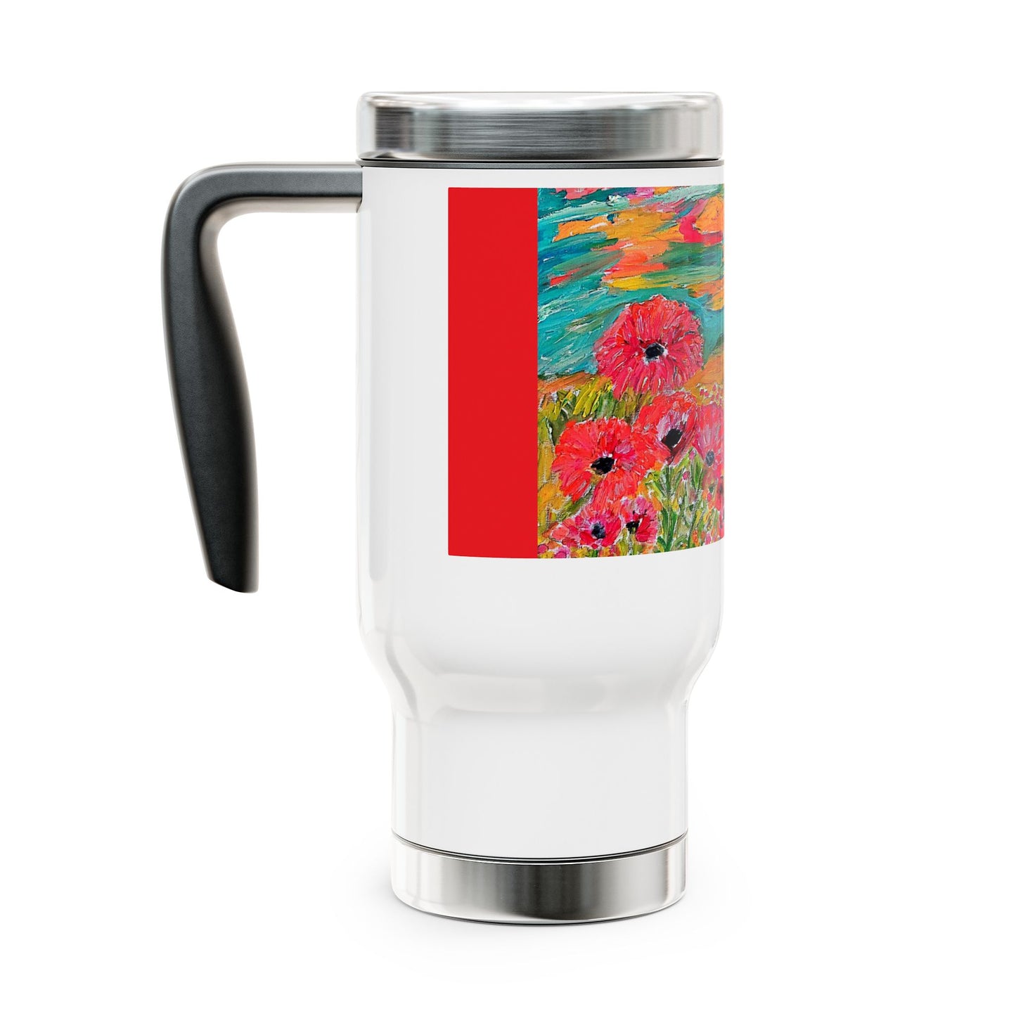 Anemone field- Travel Mug with Handle, 14oz