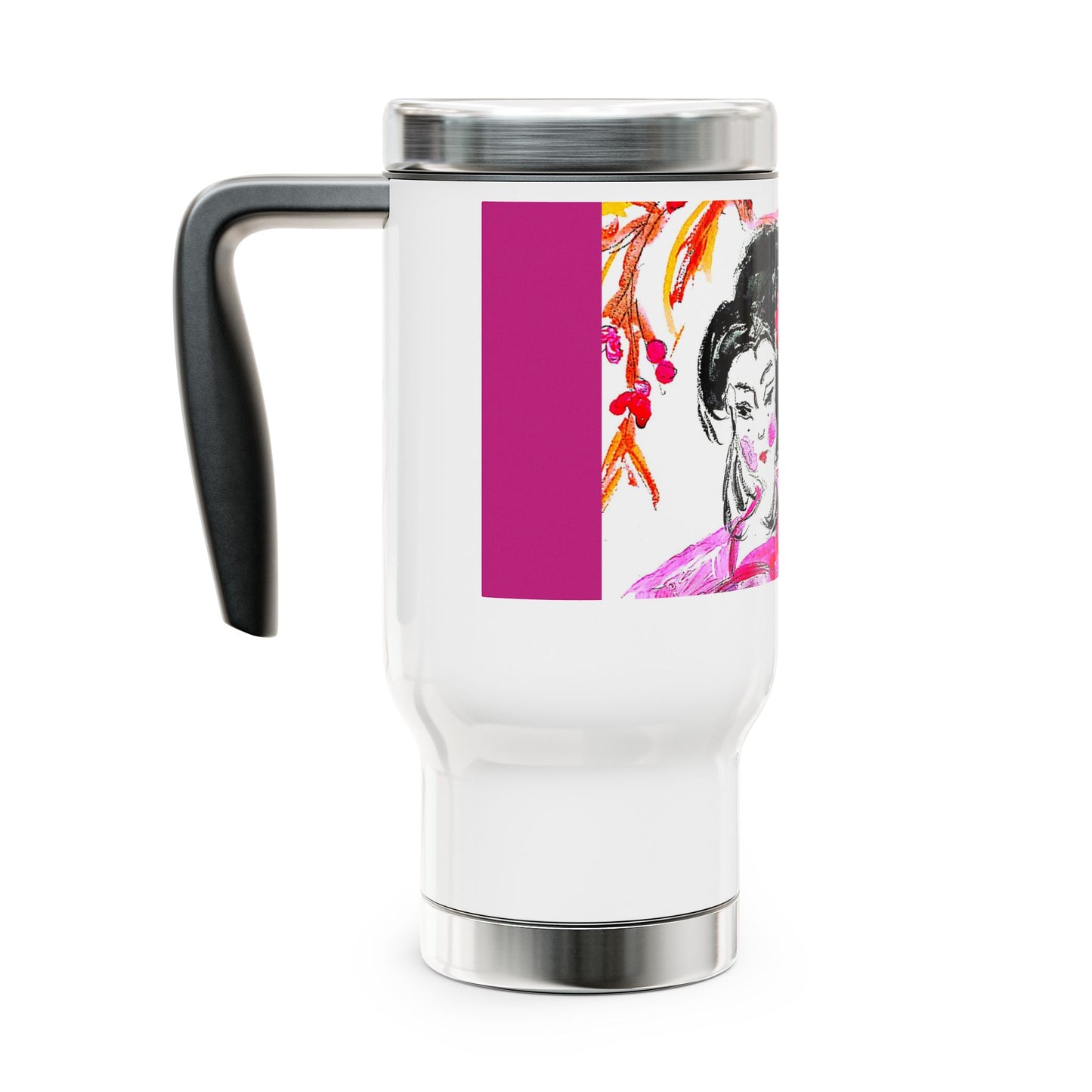 Pretty Japanese- Travel Mug with Handle, 14oz