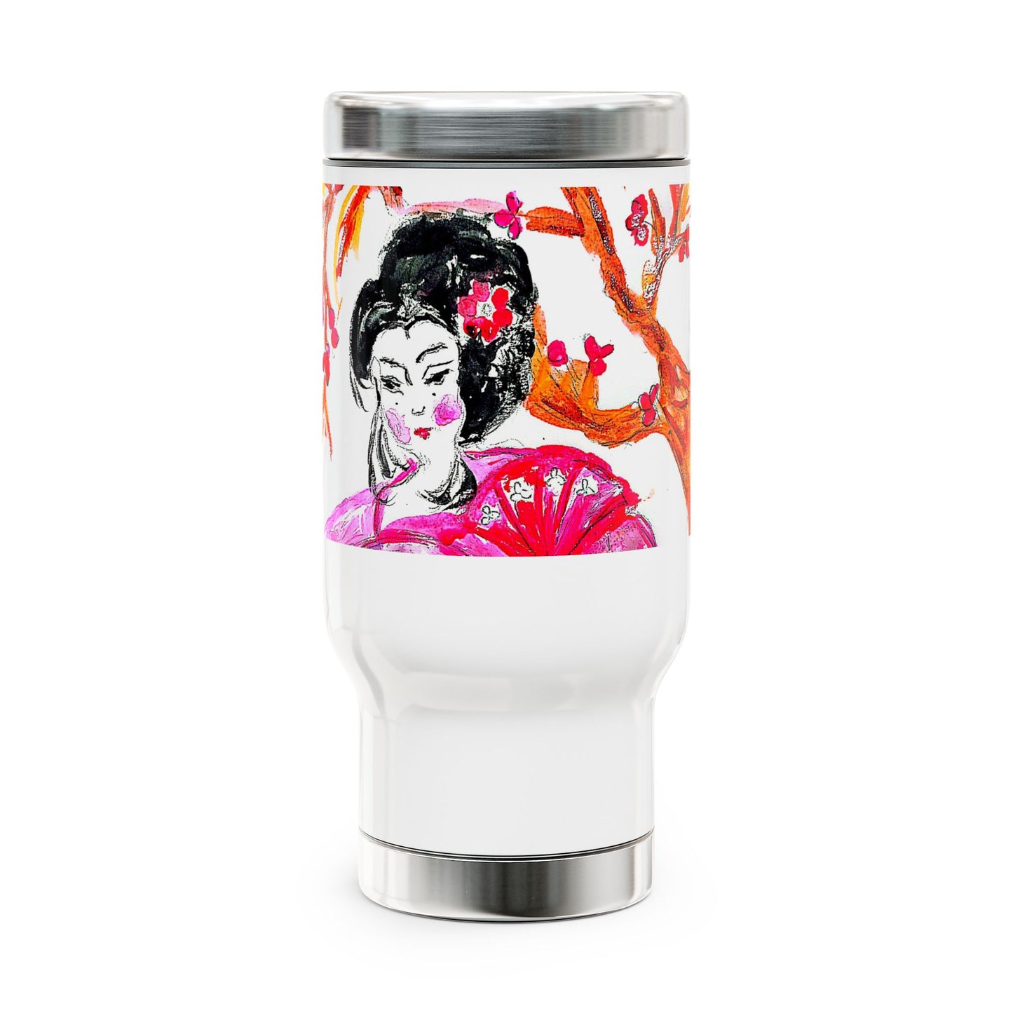 Pretty Japanese- Travel Mug with Handle, 14oz