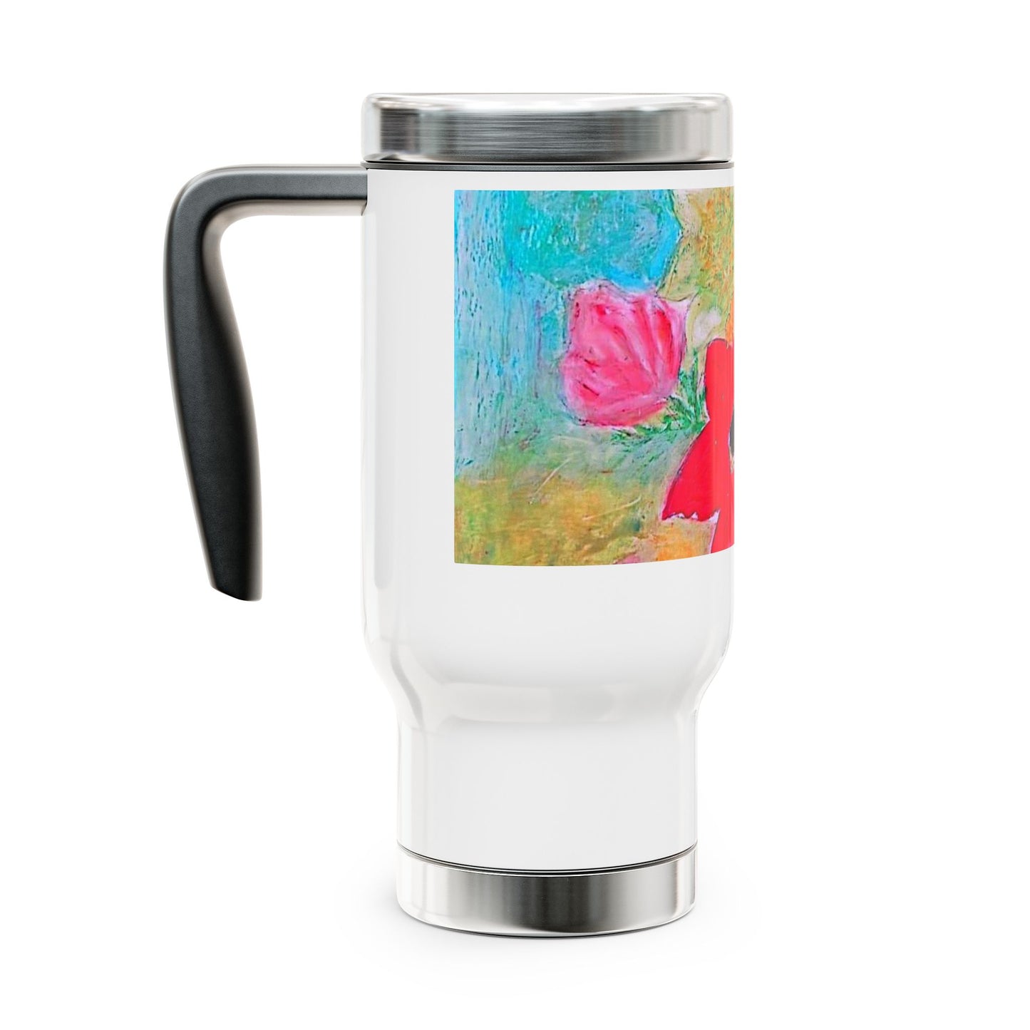 The pretty Flowers- Travel Mug with Handle, 14oz