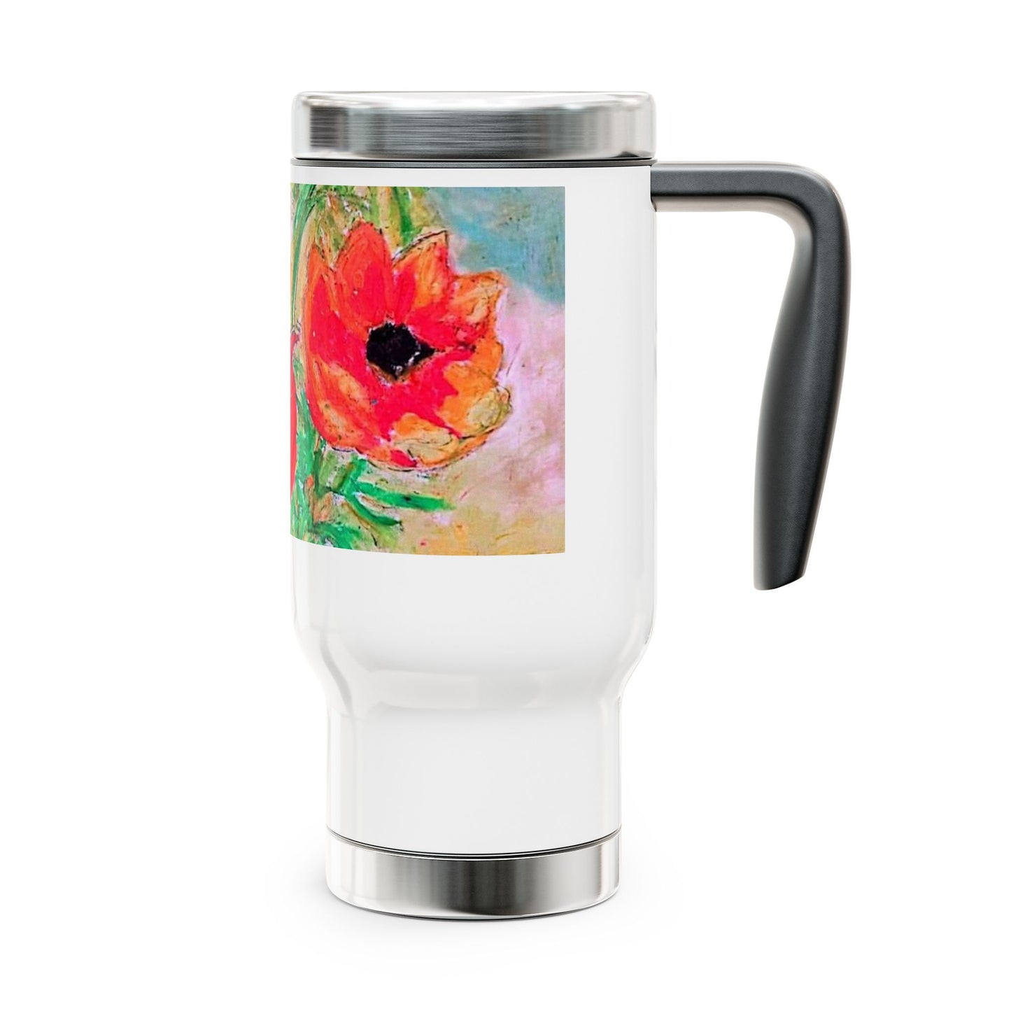 The pretty Flowers- Travel Mug with Handle, 14oz