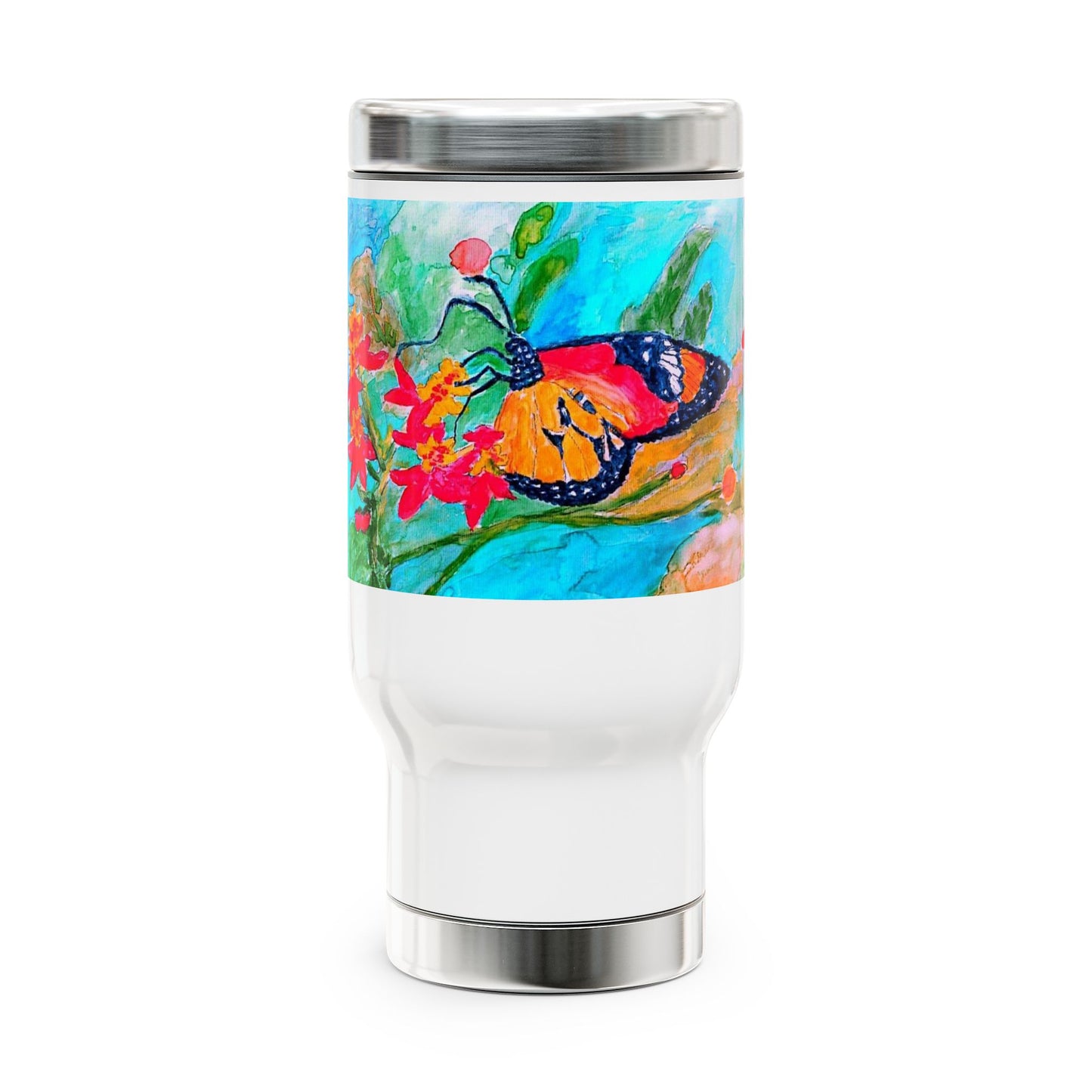 The Beautiful Butterfly- Travel Mug with Handle, 14oz
