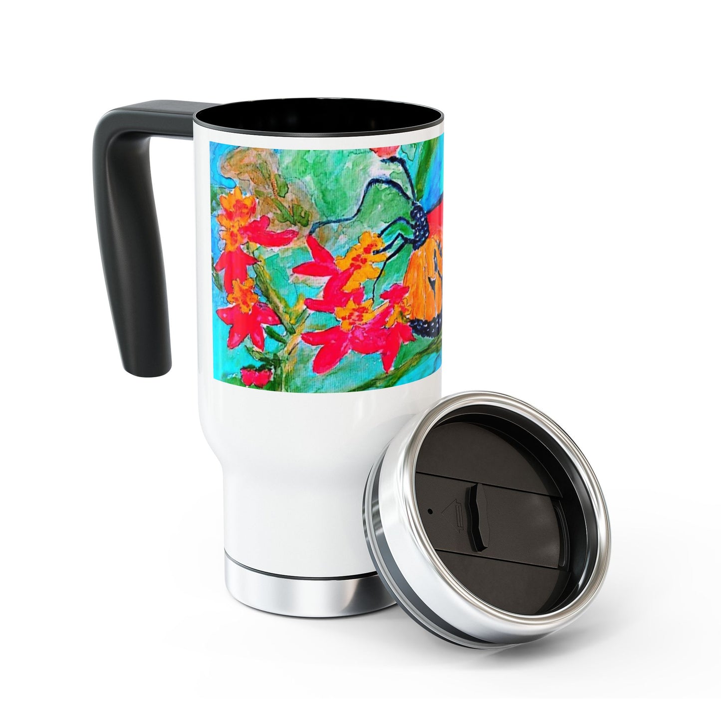 The Beautiful Butterfly -Travel Mug with Handle, 14oz
