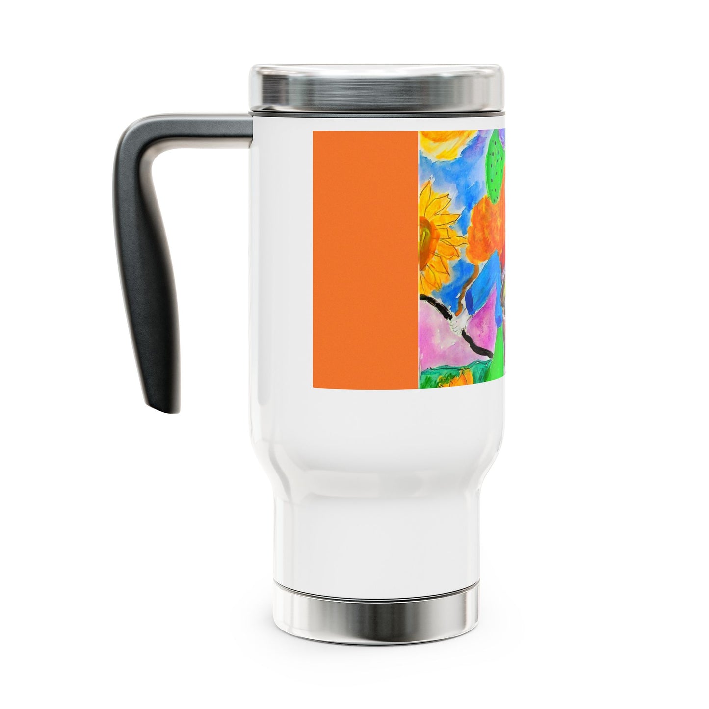 Pretty Cowboy Riding a Horse- Travel Mug with Handle, 14oz