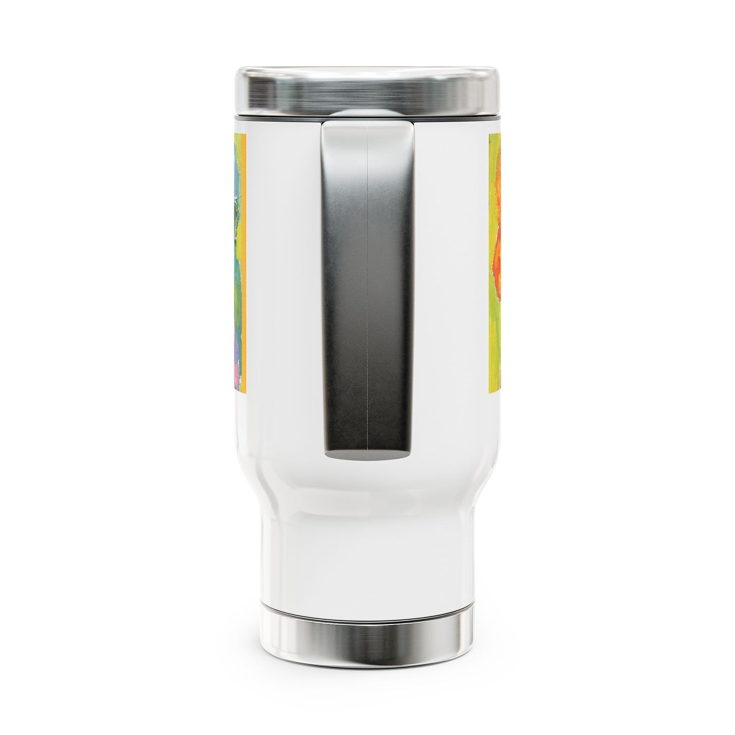 Happy Flowes- Travel Mug with Handle, 14oz