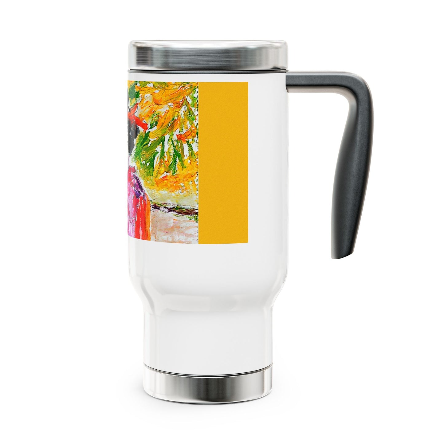 Angry Japanese - Stainless Steel Travel Mug with Handle, 14oz