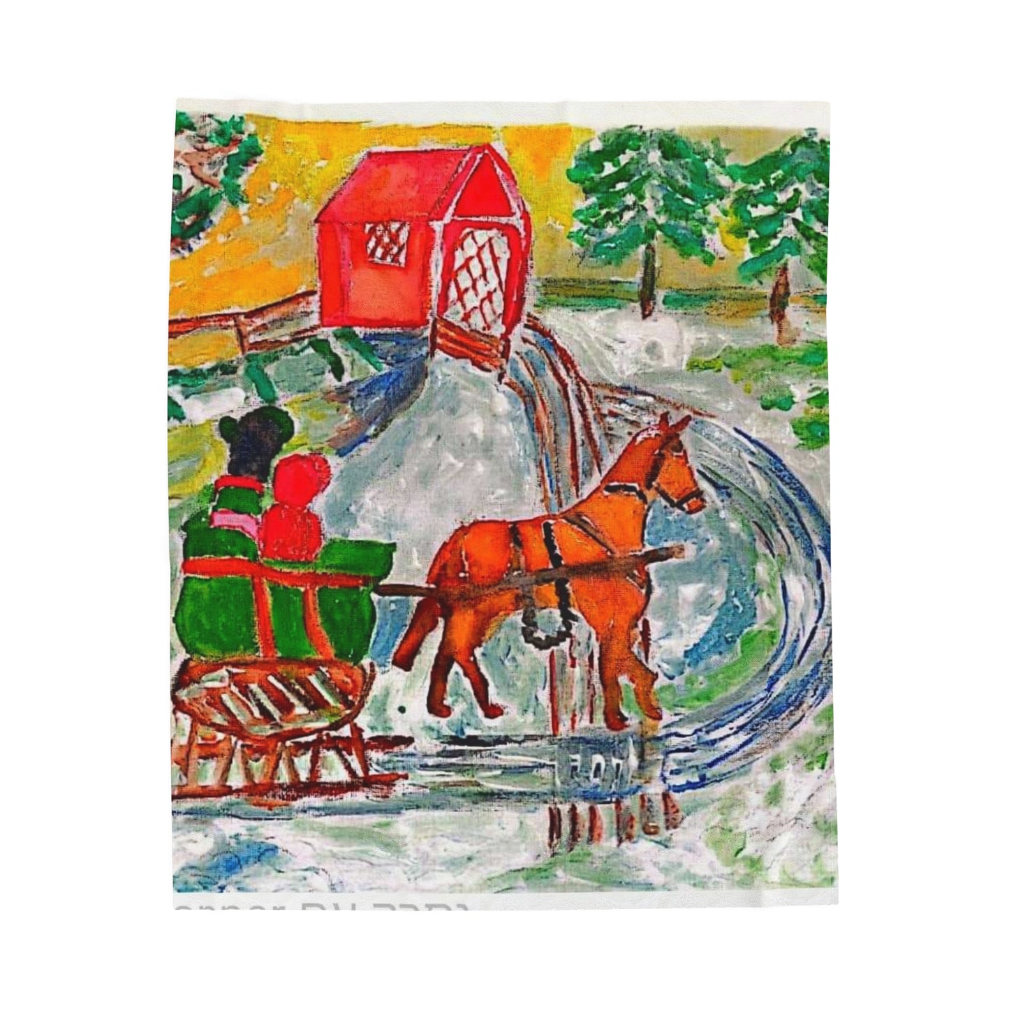 Carriage in the snow-Velveteen Plush Blanket