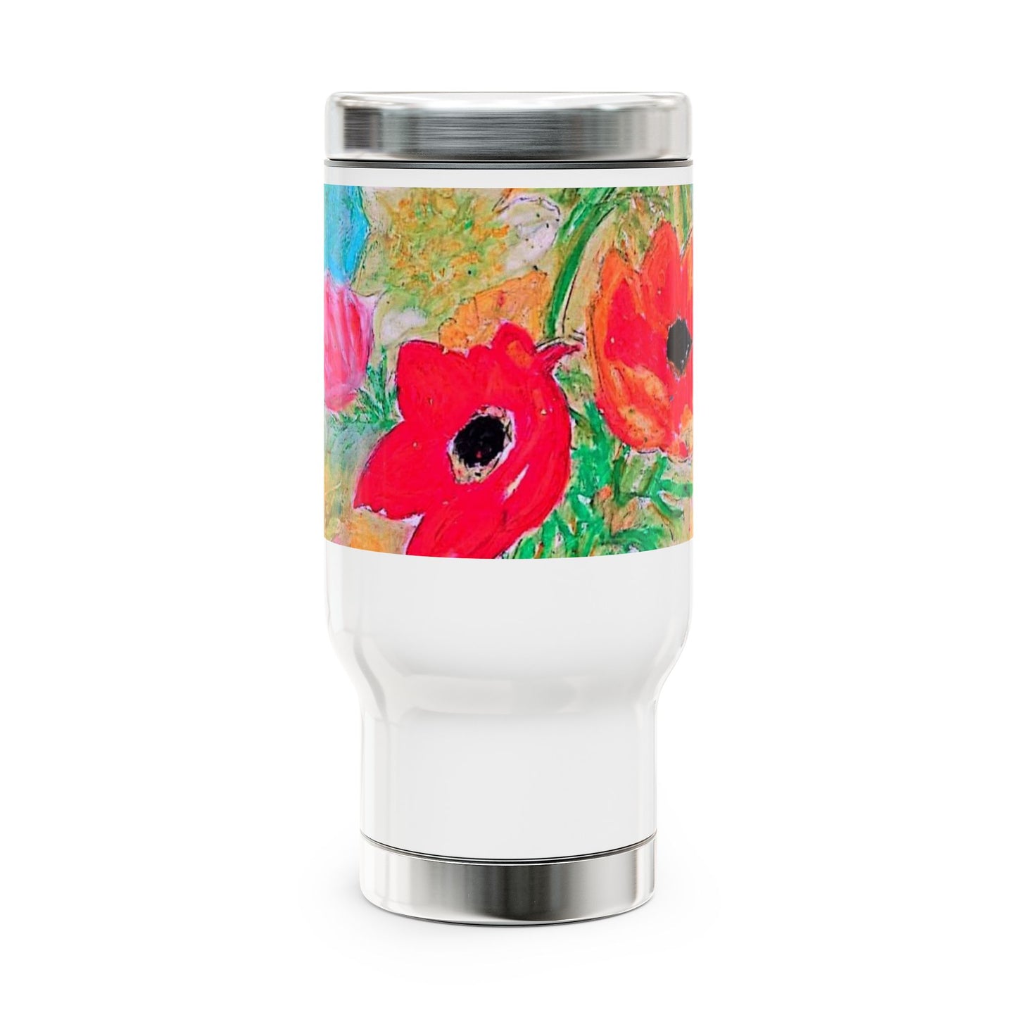 The pretty Flowers- Travel Mug with Handle, 14oz
