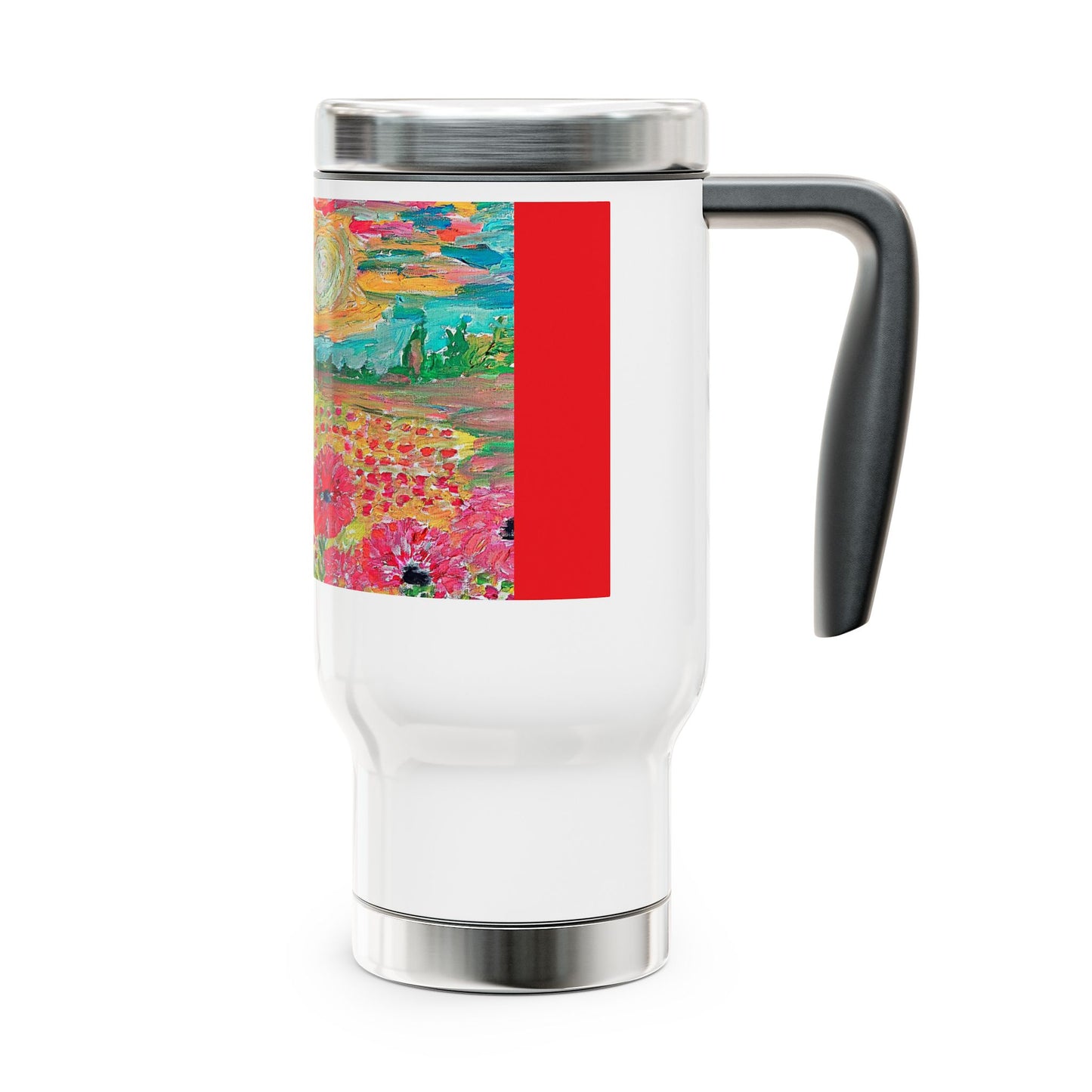 Anemone field- Travel Mug with Handle, 14oz
