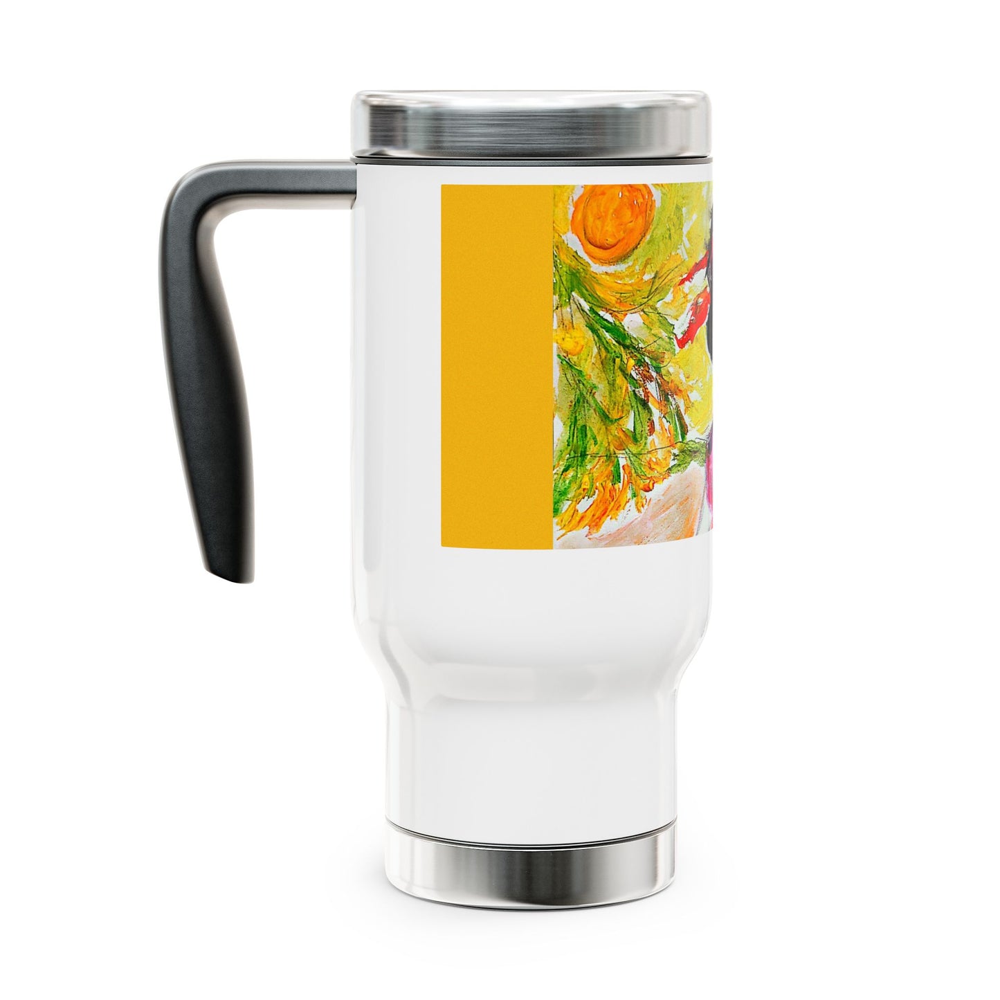 Angry Japanese - Stainless Steel Travel Mug with Handle, 14oz