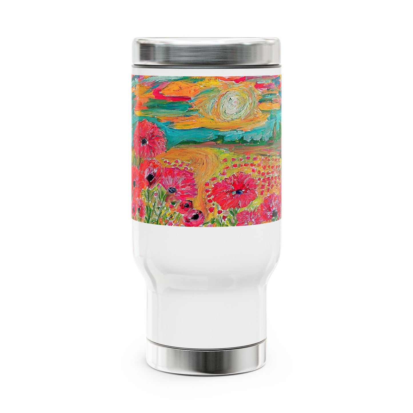 Anemone field- Travel Mug with Handle, 14oz