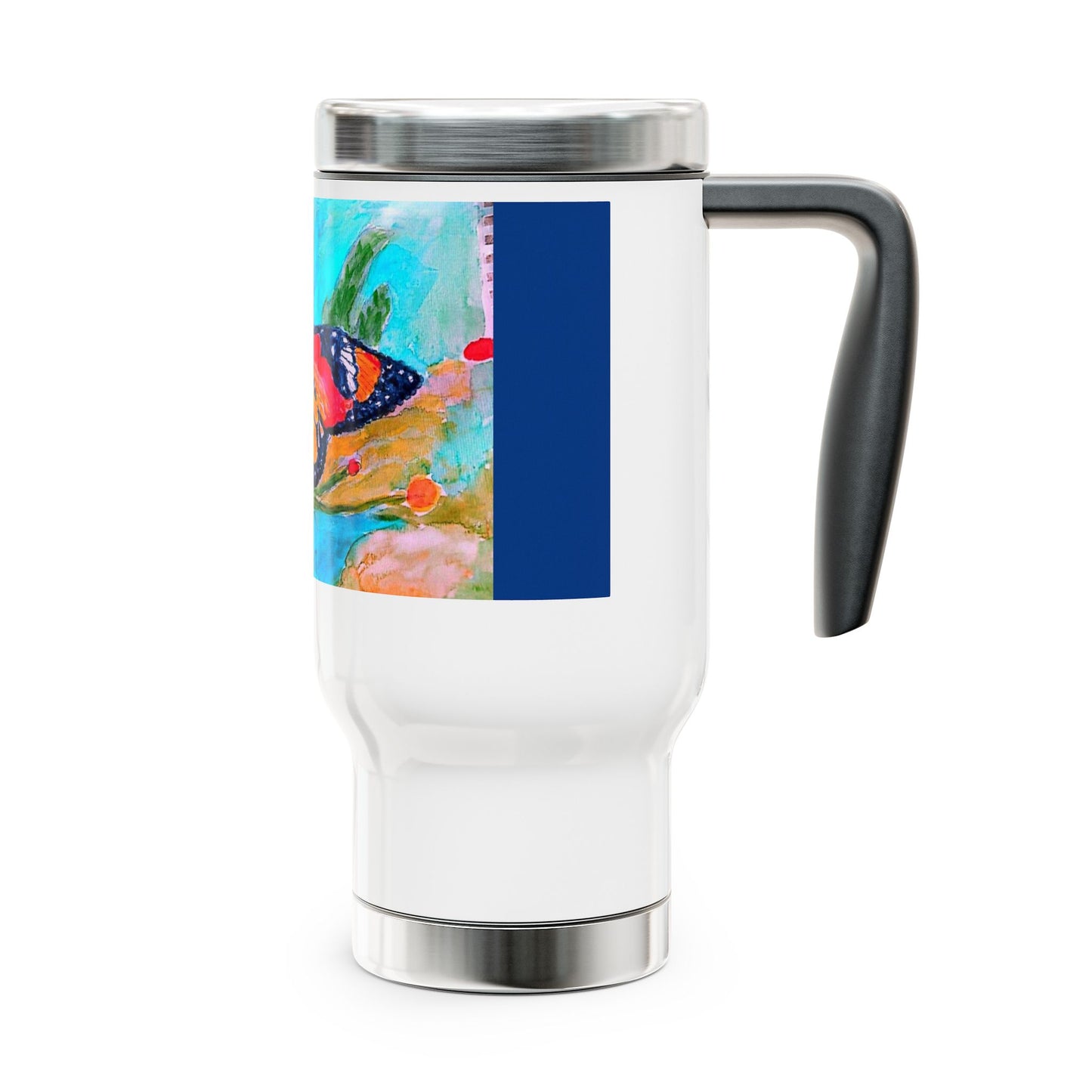 The Beautiful Butterfly- Travel Mug with Handle, 14oz