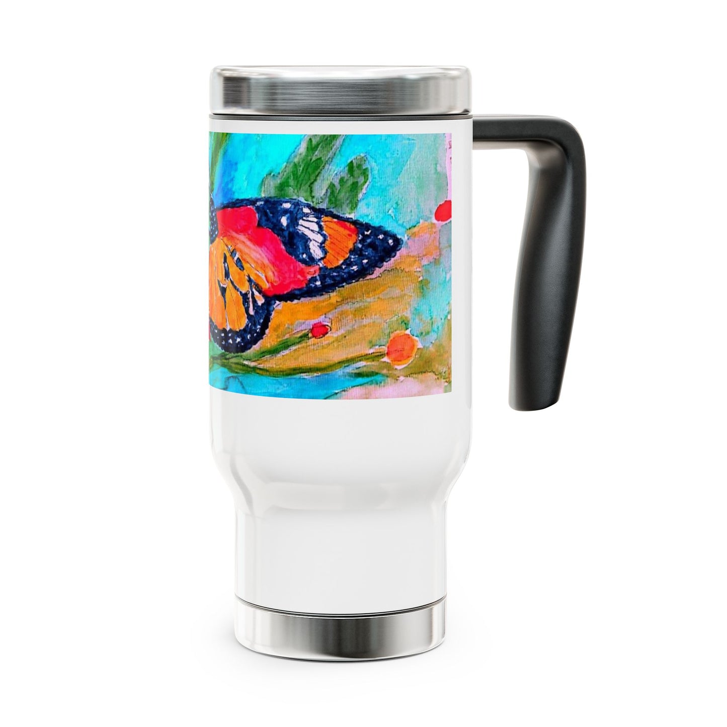 The Beautiful Butterfly -Travel Mug with Handle, 14oz