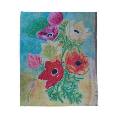 Flowers make me happy.-Velveteen Plush Blanket