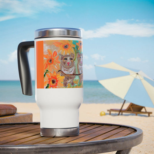 Stainless Steel Travel Mug with Handle, 14oz