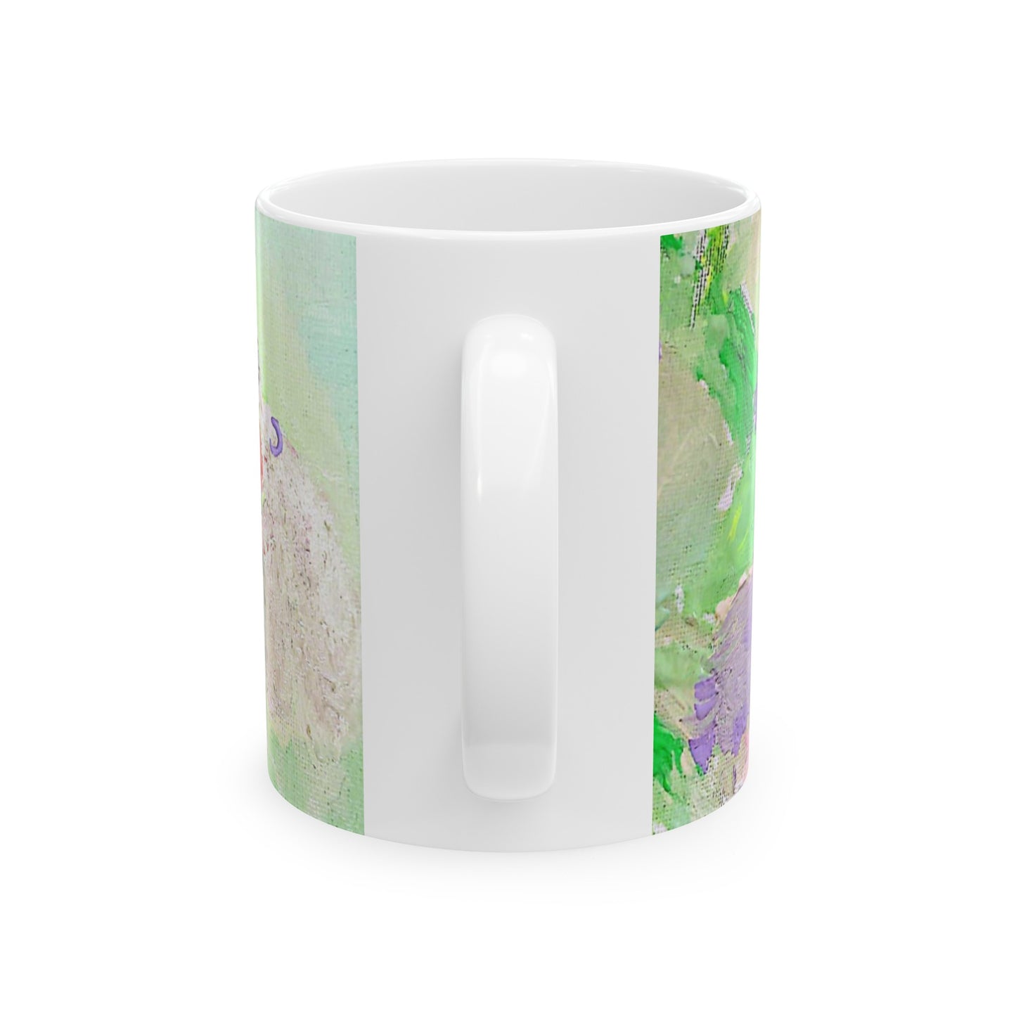 Bee on a violet flower- Ceramic Mug, (11oz, 15oz)