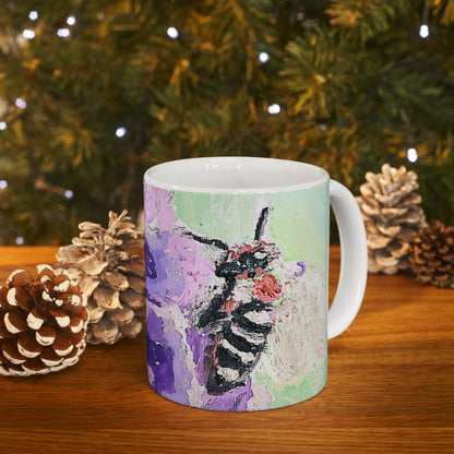 Bee on a violet flower- Ceramic Mug, (11oz, 15oz)