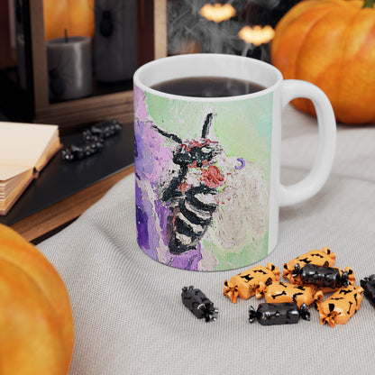 Bee on a violet flower- Ceramic Mug, (11oz, 15oz)