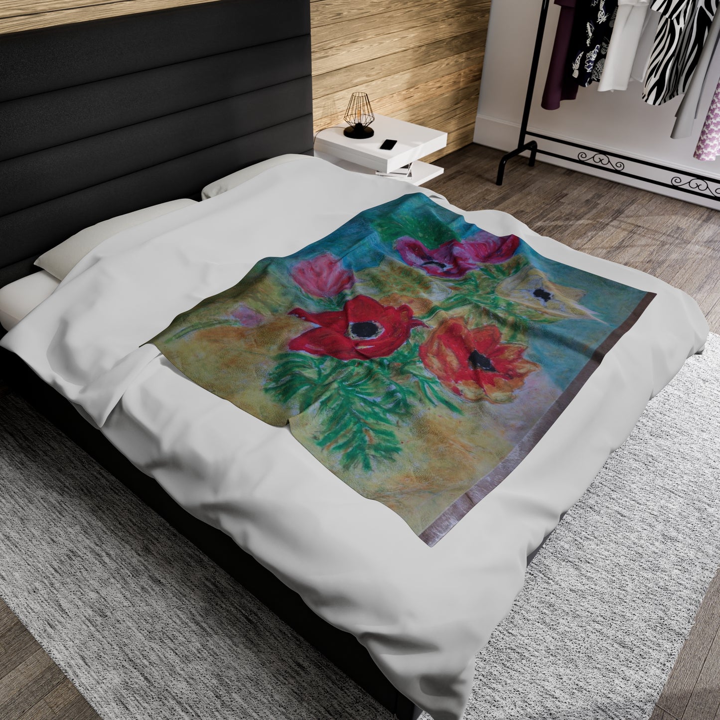 Flowers make me happy.-Velveteen Plush Blanket