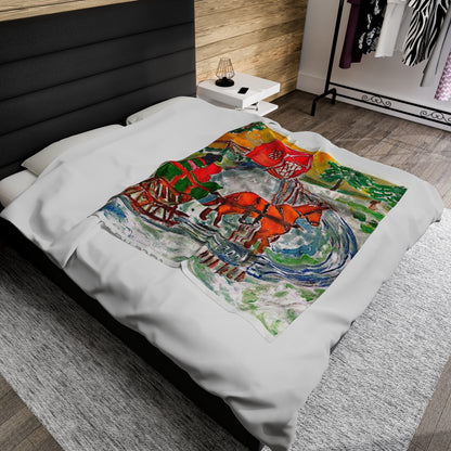 Carriage in the snow-Velveteen Plush Blanket