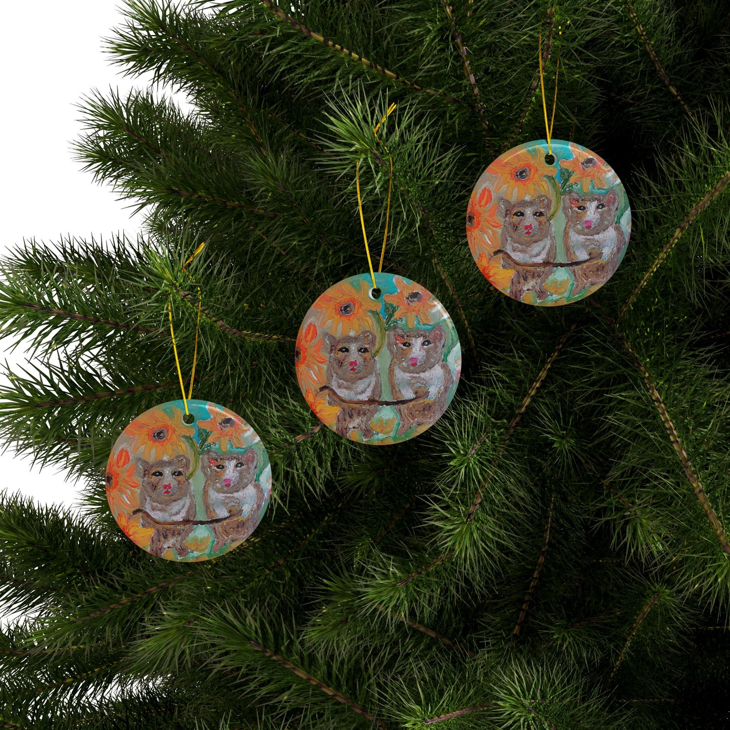 Ceramic Ornaments, 2-Side Print, (1pc, 3pcs, 5pcs, 10pcs)