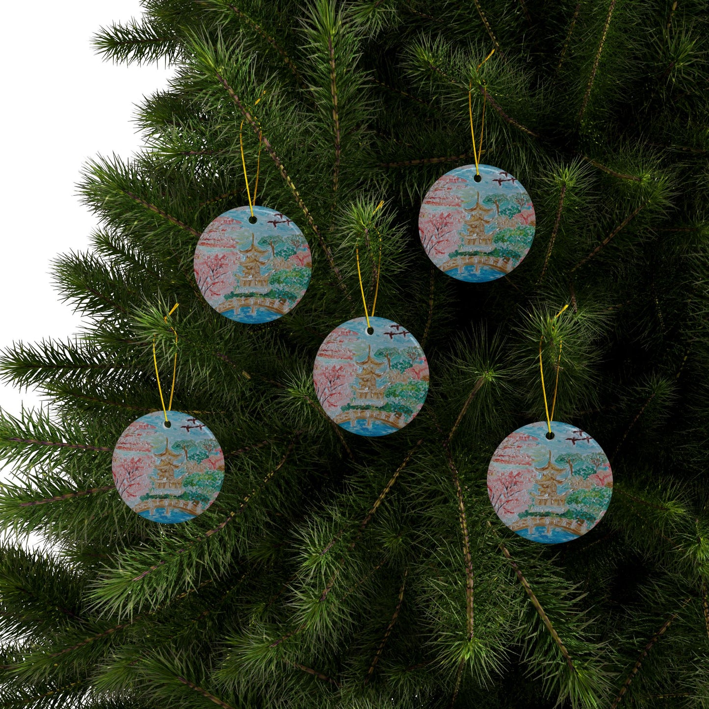 Ceramic Ornaments, 2-Side Print, (1pc, 3pcs, 5pcs, 10pcs)