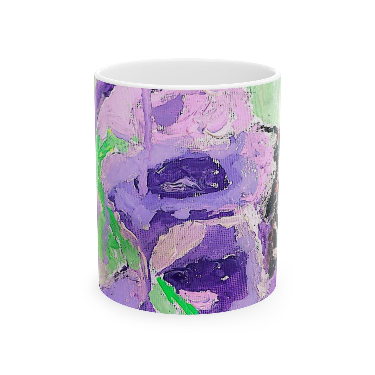 Bee on a violet flower- Ceramic Mug, (11oz, 15oz)